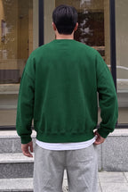 Erkek Bntn Yeşil Dreamer Baskılı 0 Sıfır Yaka Oversize Salaş Bol Kesim Polar Sweatshirt