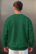 Erkek Bntn Yeşil Dreamer Baskılı 0 Sıfır Yaka Oversize Salaş Bol Kesim Polar Sweatshirt