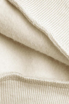 Erkek Kırık Beyaz Krem Ekru But First Coffee Baskılı 0 Sıfır Yaka Oversize Salaş Bol Kesim Polar Sweatshirt