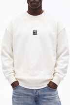 Erkek Ekru Free Life Baskılı Kalın Soft 3 İplik içi Şardonlu 0 Sıfır Yaka Oversize Salaş Sweatshirt