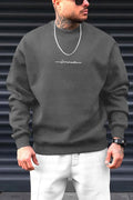 Erkek Füme Dreamer Baskılı 0 Sıfır Yaka Oversize Salaş Bol Kesim Polar Sweatshirt