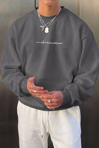 Erkek Füme Dreamer Baskılı 0 Sıfır Yaka Oversize Salaş Bol Kesim Polar Sweatshirt