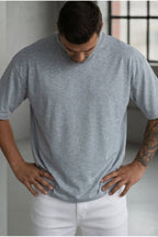 Erkek Grimelanj Basic Düz Baskısız Oversize Salas T-shirt