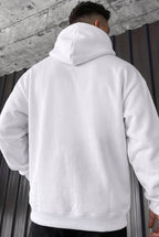 Erkek Kırık Beyaz Krem Ekru Spectacular Baskılı 3 iplik Şardonlu Kapüşonlu Kanguru Cepli Oversize Salaş Hoodie Sweatshirt