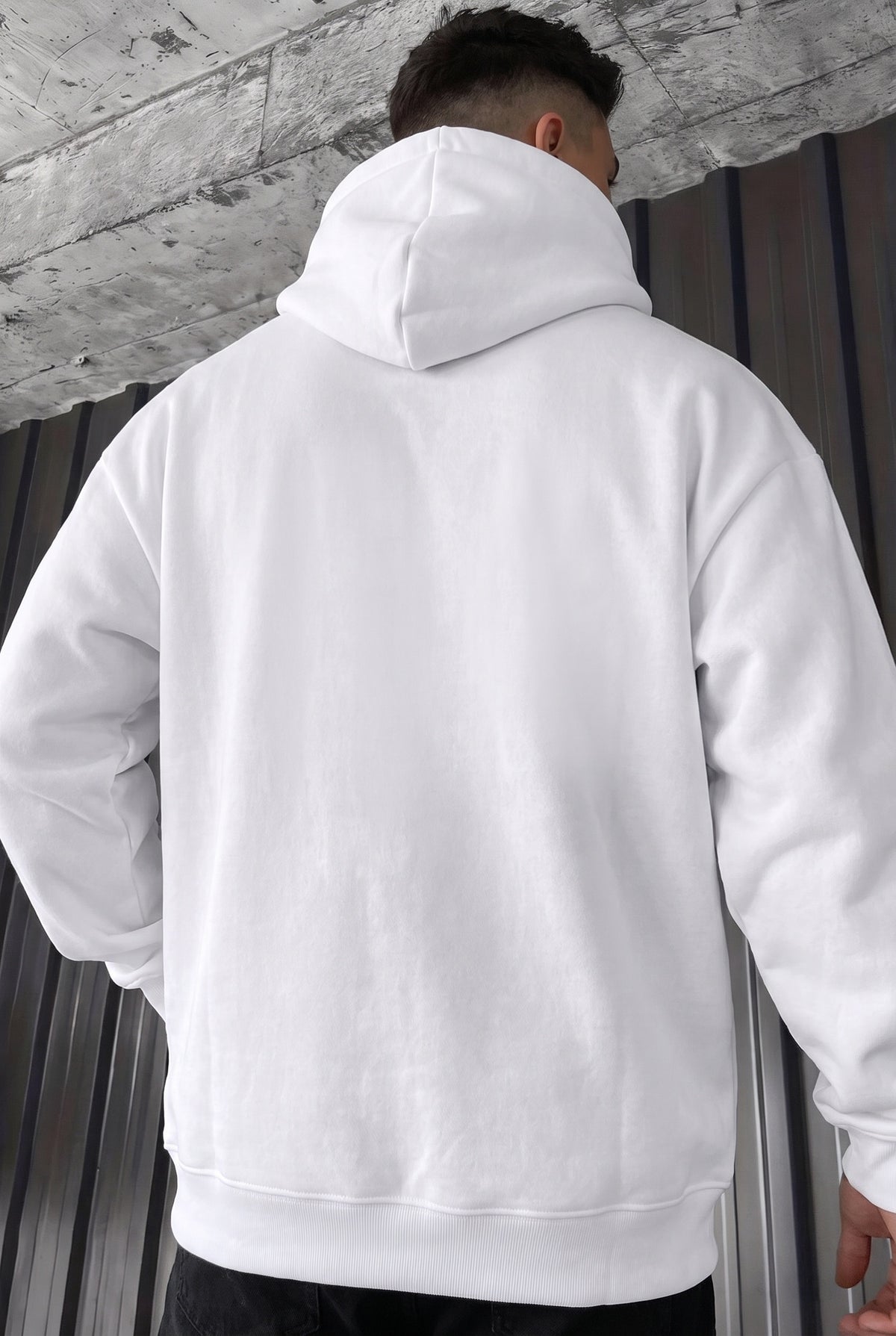 Erkek Kırık Beyaz Krem Ekru Spectacular Baskılı 3 iplik Şardonlu Kapüşonlu Kanguru Cepli Oversize Salaş Hoodie Sweatshirt