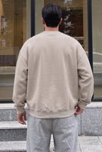 Erkek Koyu Gri Free Life Baskılı Kalın Soft 3 İplik içi Şardonlu 0 Sıfır Yaka Oversize Salaş Sweatshirt
