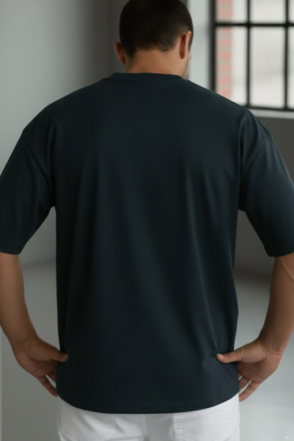 Erkek Koyu Petrol Yeşil Geyik Baskılı Oversize Fit Bol Geniş Kalıp Salaş Kesim T-shirt
