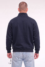 Erkek Lacivert Balıkçı Yaka 3 Iplik Içi Polarlı Şardonlu Oversize Sweatshirt