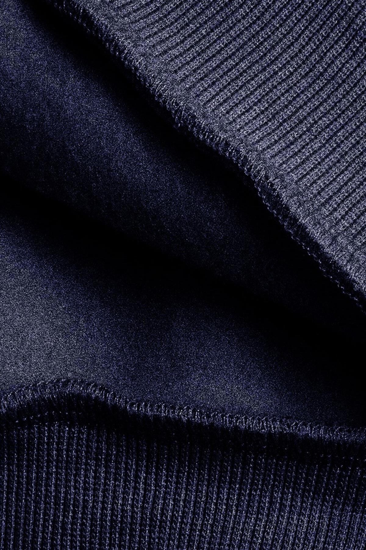 Erkek Lacivert Dreamer Baskılı 0 Sıfır Yaka Oversize Salaş Bol Kesim Polar Sweatshirt
