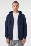 Erkek Lacivert Kapüşonlu Fermuarlı 3 Üç İplik Polar Kanguru Oversize Sweatshirt Zip Up Hoodie