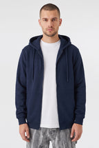 Erkek Lacivert Kapüşonlu Fermuarlı 3 Üç İplik Polar Kanguru Oversize Sweatshirt Zip Up Hoodie