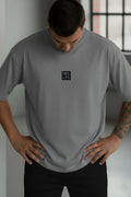 Erkek Melanj Gri Free Life Bisiklet Yaka Oversize Salas T-Shirt