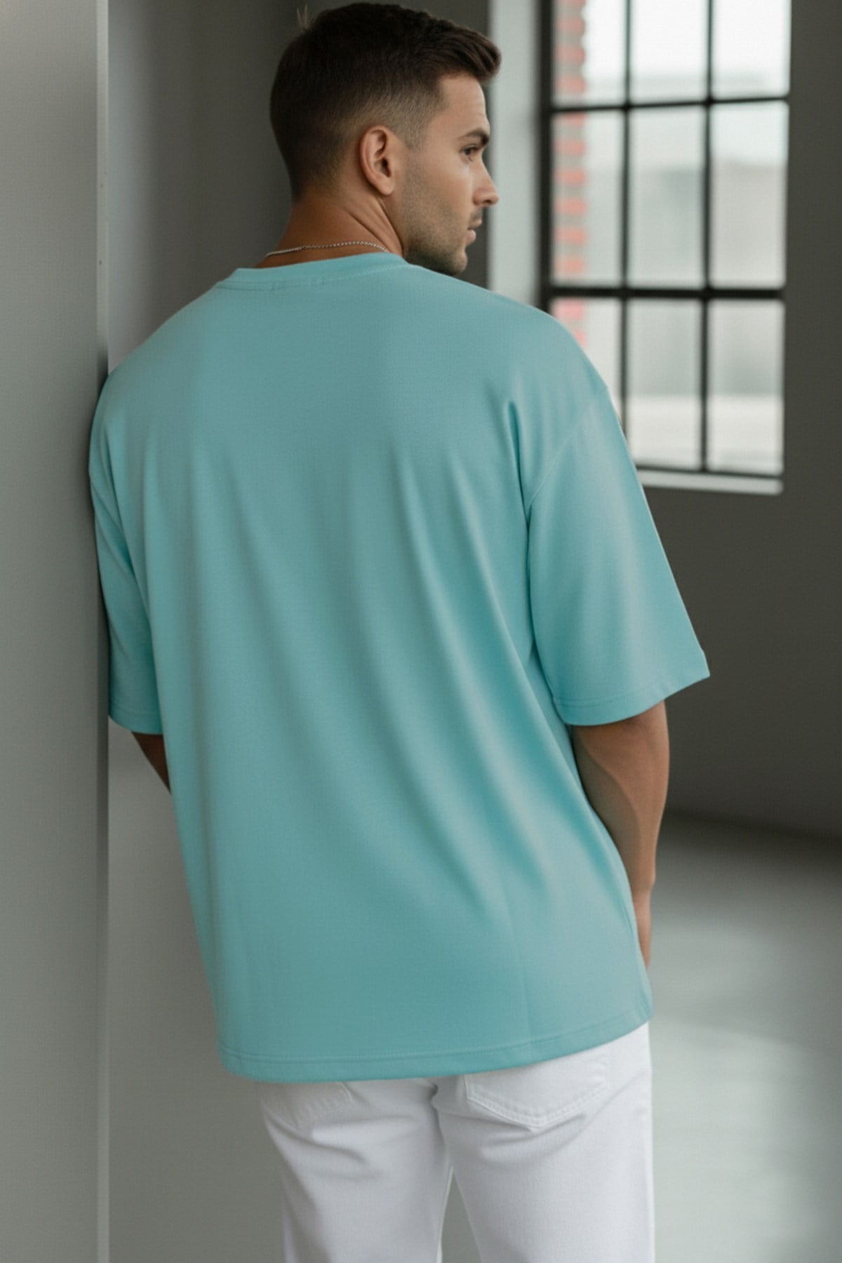 Erkek Mint Free Life Bisiklet Yaka Oversize Salas T-Shirt