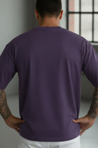 Erkek Mor Geyik Baskılı Oversize Fit Bol Geniş Kalıp Salaş Kesim T-shirt