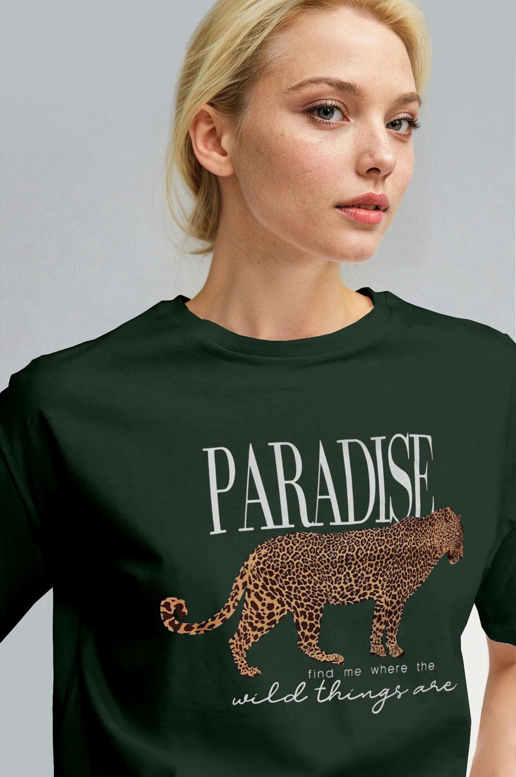 Kadın Nefti Paradise Leopar Kadın Kısa Kol Relax Fit Rahat Kesim Regular T-shirt