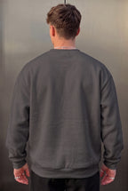 Erkek Petrol Füme Basic 0 Sıfır Yaka Baskısız Düz Oversize Salaş Bol Kesim Polar Sweatshirt