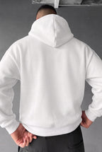 Erkek Siyah Alpha Wolf Kapüşonlu Oversize 3 iplik Şardonlu Salaş Bol Kesim Hoodie Sweatshirt