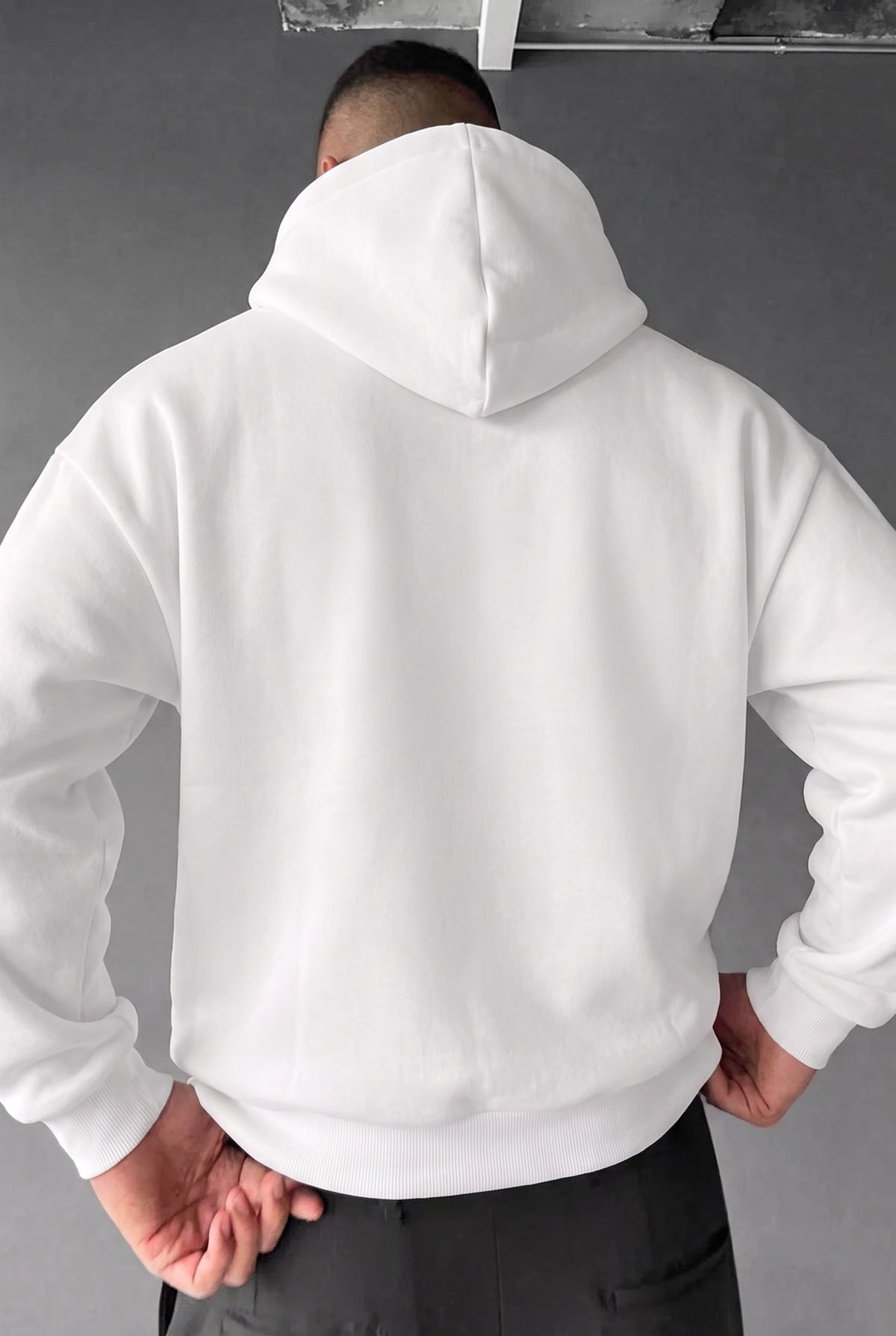 Erkek Siyah Alpha Wolf Kapüşonlu Oversize 3 iplik Şardonlu Salaş Bol Kesim Hoodie Sweatshirt