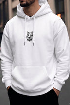 Erkek Siyah Alpha Wolf Kapüşonlu Oversize 3 iplik Şardonlu Salaş Bol Kesim Hoodie Sweatshirt