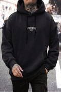 Erkek Siyah Dont Announce Kapüşonlu Oversize 3 iplik Şardonlu Salaş Bol Kesim Hoodie Sweatshirt