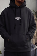 Erkek Siyah Dont Announce Kapüşonlu Oversize 3 iplik Şardonlu Salaş Bol Kesim Hoodie Sweatshirt