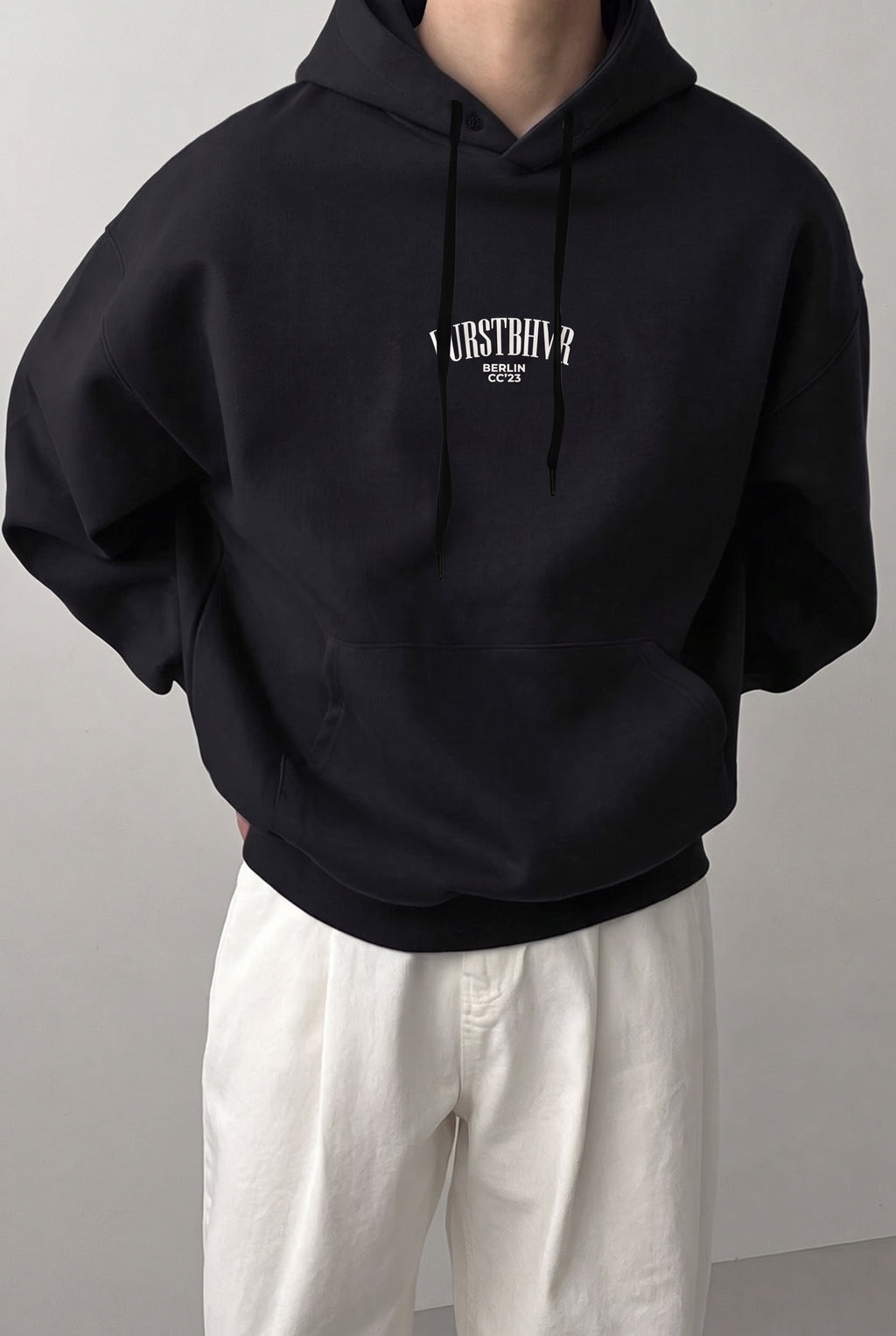 Erkek Siyah Dont Announce Kapüşonlu Oversize 3 iplik Şardonlu Salaş Bol Kesim Hoodie Sweatshirt