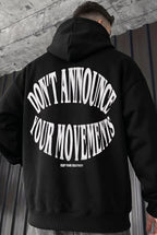 Erkek Siyah Dont Announce Kapüşonlu Oversize 3 iplik Şardonlu Salaş Bol Kesim Hoodie Sweatshirt