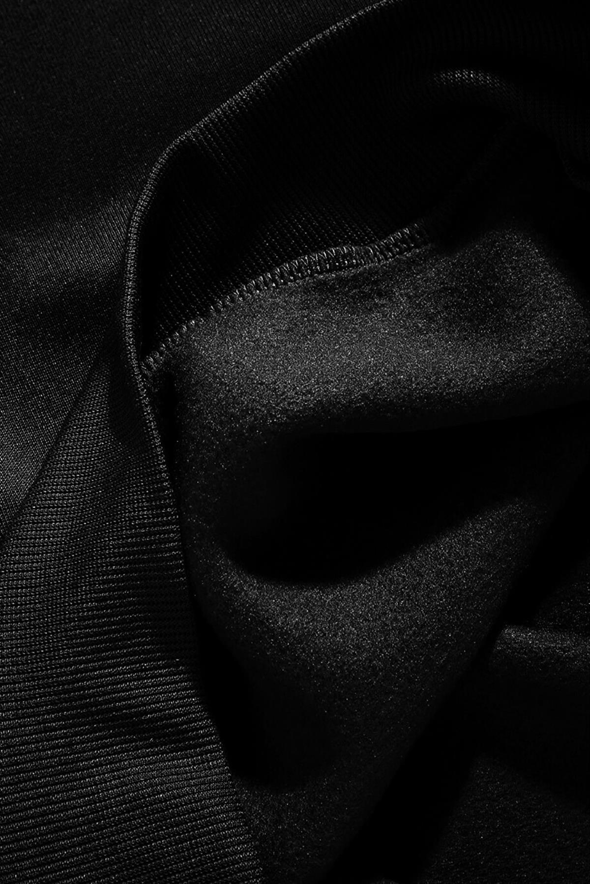 Erkek Siyah Free Life Baskılı Kalın Soft 3 İplik içi Şardonlu 0 Sıfır Yaka Oversize Salaş Sweatshirt