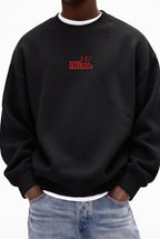 Erkek Siyah Freedom Baskılı Kalın Soft 3 İplik içi Şardonlu 0 Sıfır Yaka Oversize Salaş Sweat