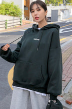 Kadın Antrasit Natural 3 iplik Şardonlu Kapüşonlu Kanguru Cepli Oversize Salaş Hoodie Sweatshirt