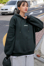 Kadın Antrasit Natural 3 iplik Şardonlu Kapüşonlu Kanguru Cepli Oversize Salaş Hoodie Sweatshirt