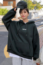 Kadın Antrasit Natural 3 iplik Şardonlu Kapüşonlu Kanguru Cepli Oversize Salaş Hoodie Sweatshirt