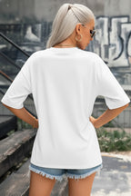 Kadın Beyaz Geyik Oversize Salas Boyfriend T-shirt