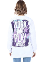 Kadın Beyaz Yırtmaçlı  Baskılı Oversize Sweatshirt