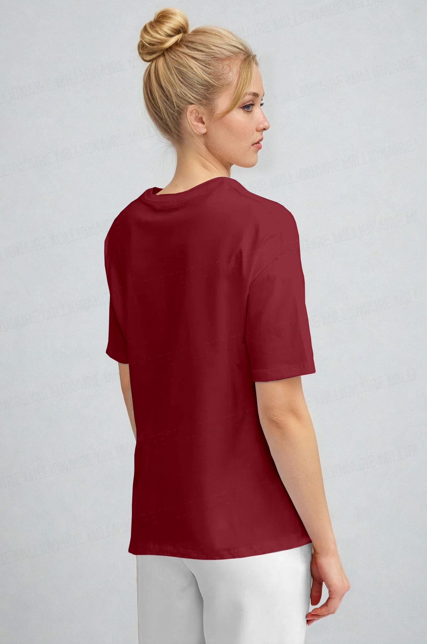 Kadın Bordo Nefes Alan Bisiklet Yaka Regular Fit Normal Kesim Baskisiz Basic T-Shirt