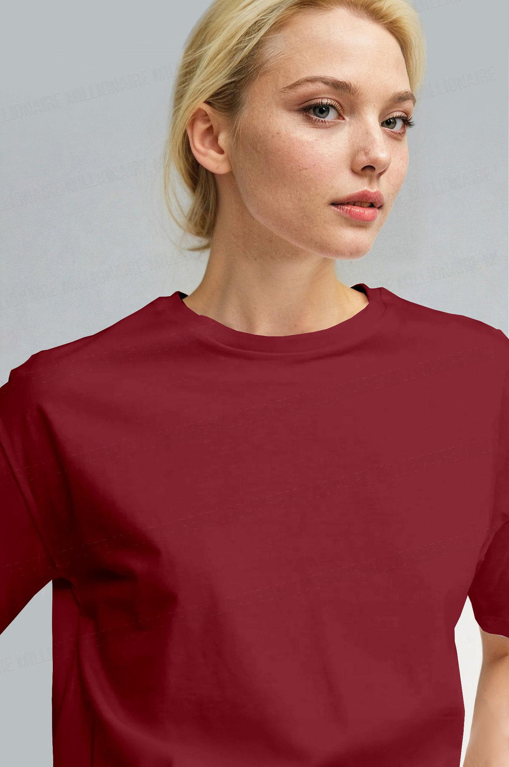 Kadın Bordo Nefes Alan Bisiklet Yaka Regular Fit Normal Kesim Baskisiz Basic T-Shirt