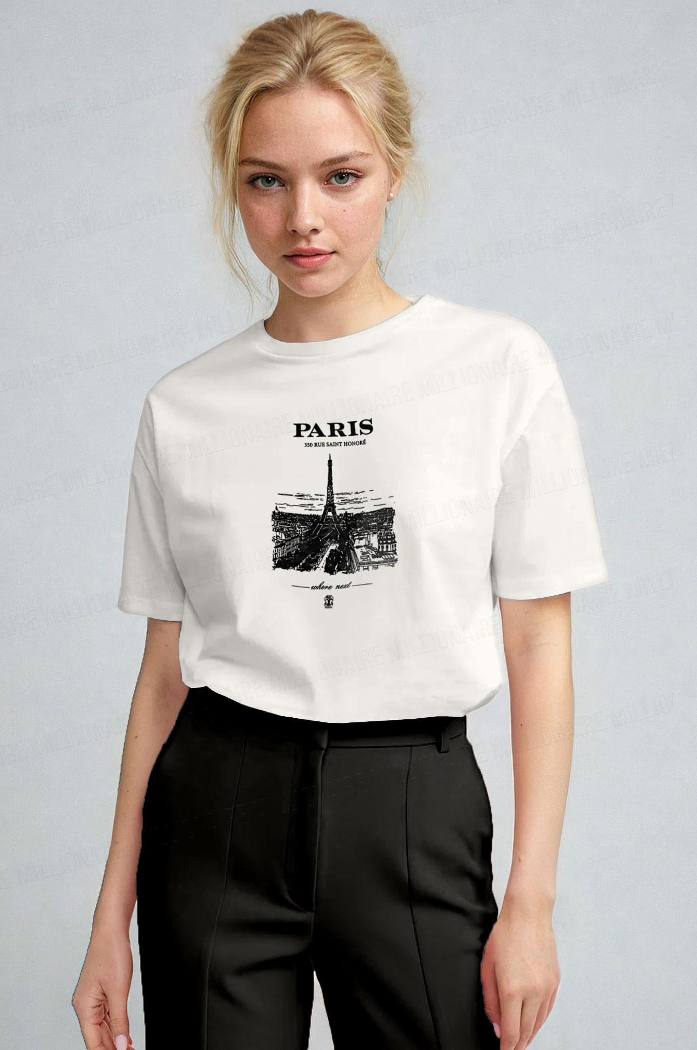 Kadın Ekru Beyaz Paris Regular Fit Normal Kalıp T-shirt