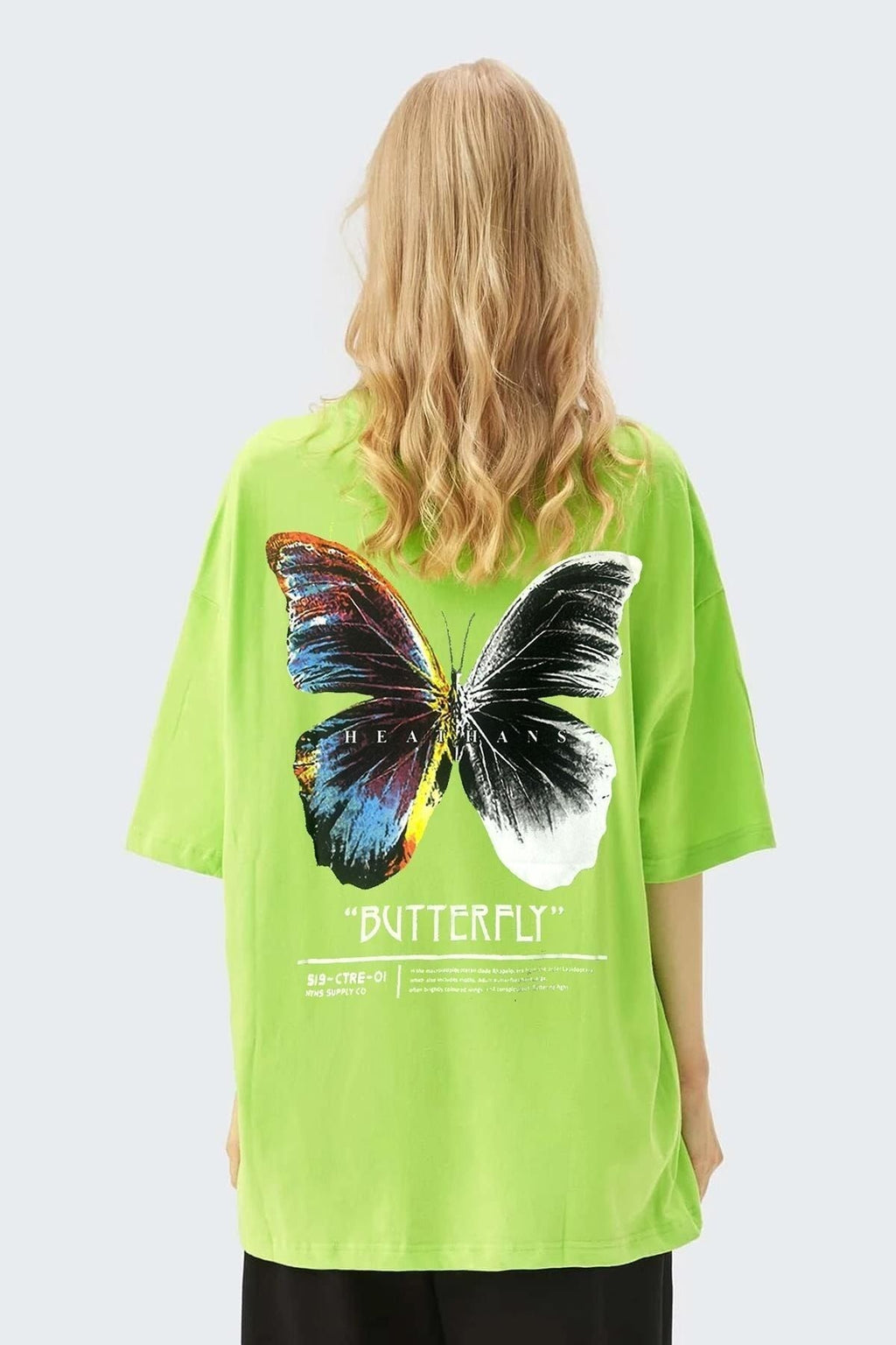 Kadın Fıstık Yeşili Butterfly Oversize T-shirt