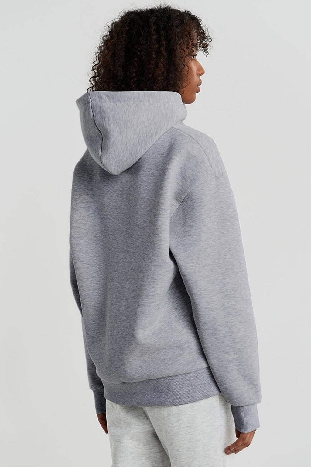 Kadın Gri Melange Harvard Oversize Kapüşonlu Kanguru Sweatshirt
