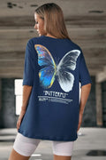 Kadın Indigo Butterfly Oversize T-shirt