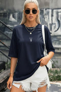 Kadın Lacivert Geyik Oversize Salas Boyfriend T-shirt