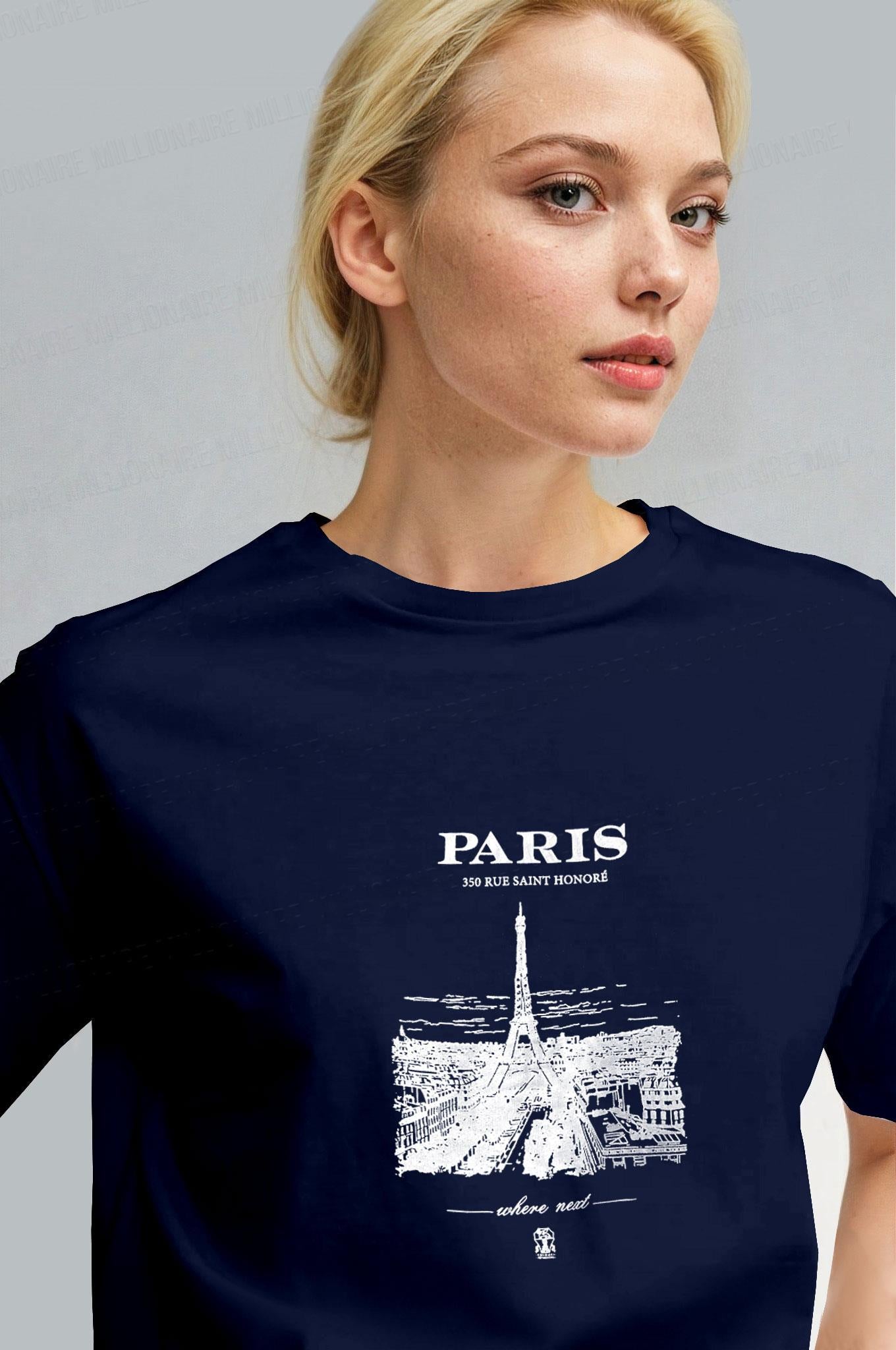 Kadın Lacivert Paris Regular Fit Normal Kalıp T-shirt