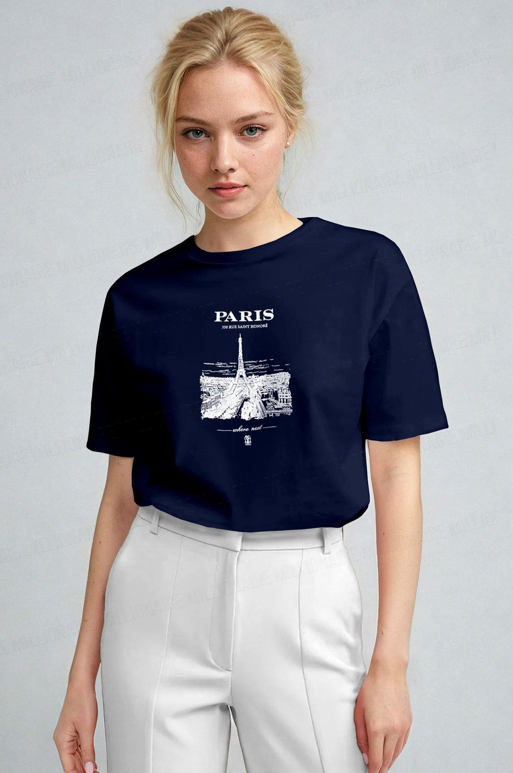 Kadın Lacivert Paris Regular Fit Normal Kalıp T-shirt