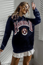 Kadın Lacivert Univeresity Oversize Kapşonlu Sweatshirt