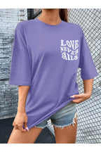 Kadın Lila Love Oversize T-shirt