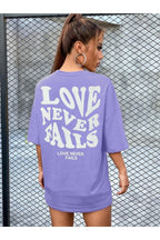 Kadın Lila Love Oversize T-shirt