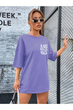 Kadın Lila Love Oversize T-shirt