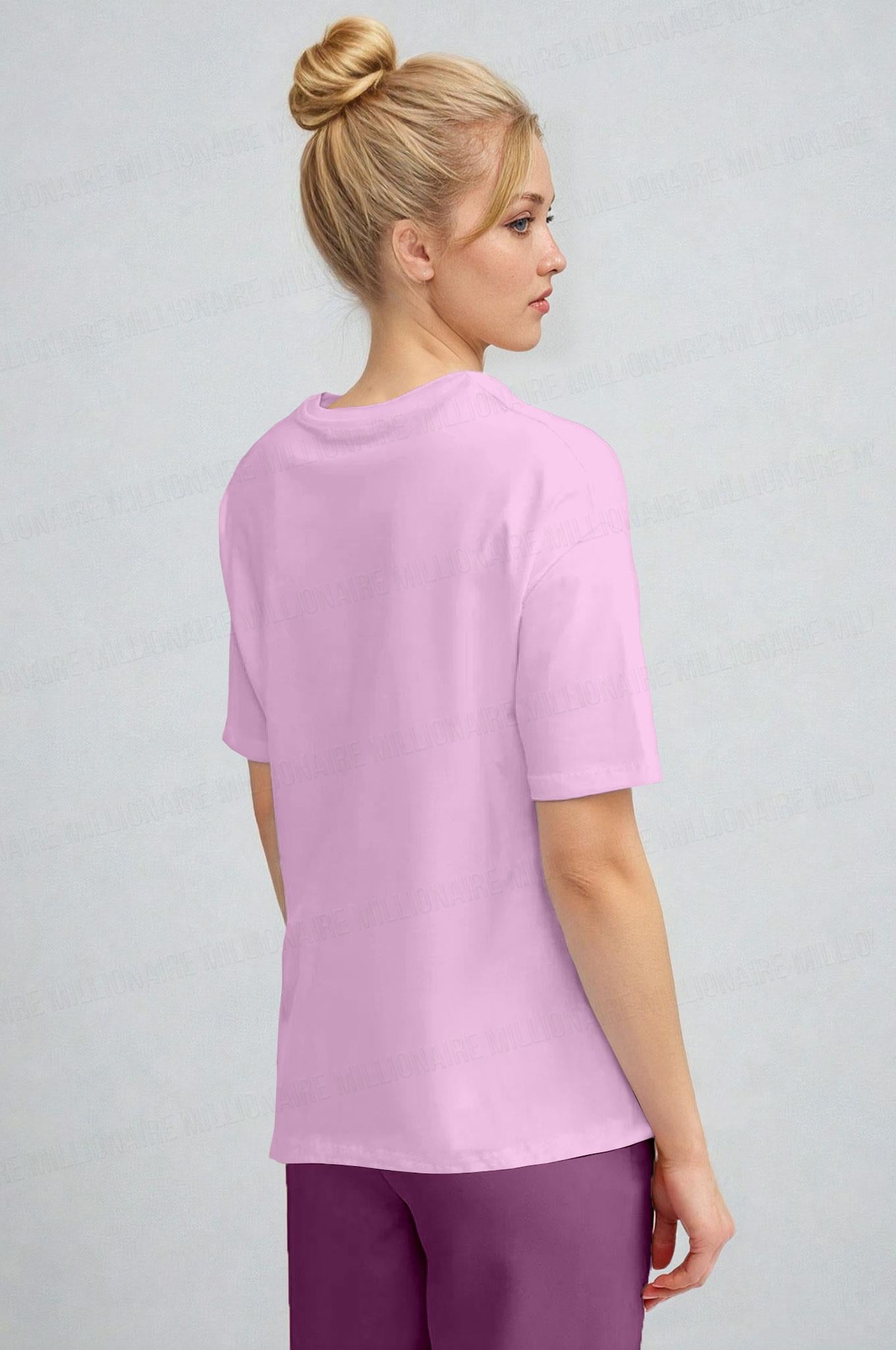 Kadın Pembe Nefes Alan Bisiklet Yaka Regular Fit Normal Kesim Baskisiz Basic T-Shirt