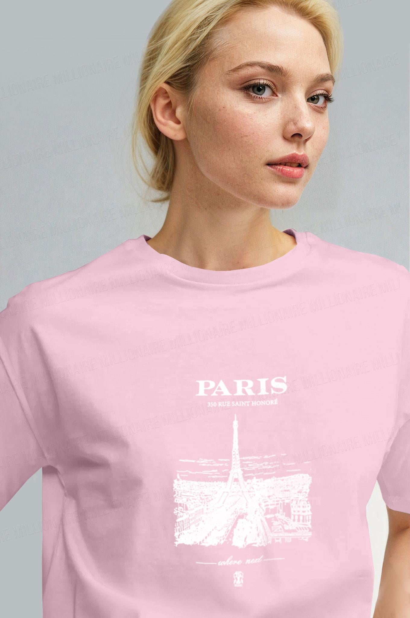Kadın Pembe Paris Regular Fit Normal Kalıp T-shirt