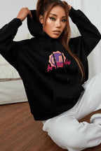 Kadın Siyah Los Angeles Kanguru Kapüşonlu Sweatshirt